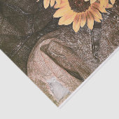 ヒマワリデニムイエローブラウン素朴ヴィンテージアート 薄葉紙 (詳細)