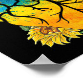 ヒマワリハートウクライナフラッグスタンド ポスター (角)