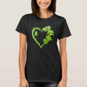 ヒマワリハートライムグリーンリボンリンパ腫アワレネ Tシャツ