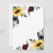 ヒマワリバラとマグノリア素朴をテーマ結婚にした 招待状 (裏面)