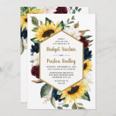 ヒマワリバラとマグノリア素朴をテーマ結婚にした 招待状 (正面/裏面)