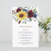 ヒマワリバラネイビー結婚ズのメニューカード (スタンド正面)