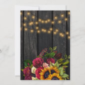 ヒマワリバラ素朴な田舎の納屋の結婚木 招待状 (裏面)