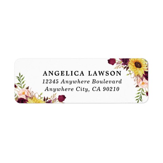 ヒマワリバーガンディレッド赤面牡丹バラズ ラベル (正面)