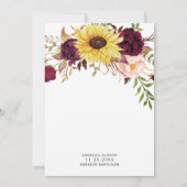 ヒマワリバーガンディレッド赤面牡丹バラズ 招待状 (裏面)