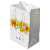 ヒマワリパーソナライズされたモノグラム中抱き枕 ミディアムペーパーバッグ (正面アングル)