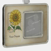 ヒマワリパーソナライズされたモノグラム シルバープレートフレームオーナメント (右)