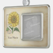 ヒマワリパーソナライズされたモノグラム シルバープレートフレームオーナメント (左)