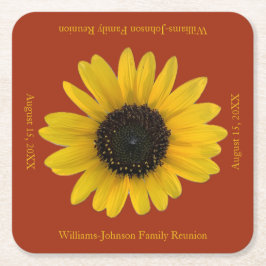 ヒマワリパーソナライズされたレッドイベント スクエアペーパーコースター