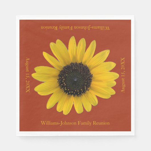 ヒマワリパーソナライズされたレッドイベント スタンダードランチョンナプキン (正面)