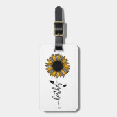 ヒマワリパーソナライズされたー名ステム ラゲッジタグ (正面縦)