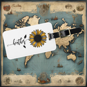 ヒマワリパーソナライズされたー名ステム ラゲッジタグ