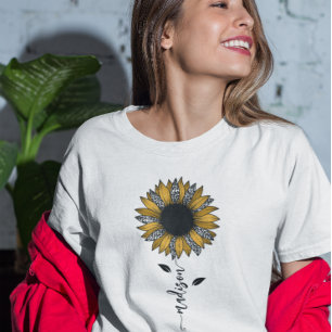 ヒマワリパーソナライズされたー名ステム Tシャツ