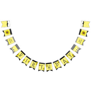 ヒマワリパーソナライズされた誕生日パーティーバナー バンティングフラッグ