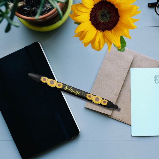 ヒマワリパーソナライズされた- 黒ボールペン