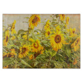 ヒマワリフィールドヴィンテージイエローカントリ素朴ー カッティングボード (正面)