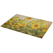 ヒマワリフィールドヴィンテージイエローカントリ素朴ー カッティングボード (角)