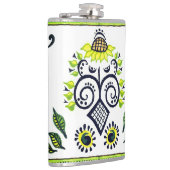 ヒマワリフォークアートパターン（黄色と黒） フラスク (右)