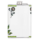 ヒマワリフォークアートパターン（黄色と黒） フラスク (裏面)