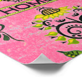 ヒマワリフォーク模様（ピンク） ポスター (角)