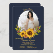 ヒマワリフレームの写真のベビーシャワーの招待状 招待状 (正面/裏面)