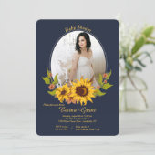 ヒマワリフレームの写真のベビーシャワーの招待状 招待状 (スタンド正面)