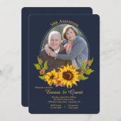 ヒマワリフレームの写真記念日の招待状 招待状 (正面/裏面)