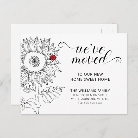 ヒマワリフローラとテントウムシ移動 案内ポストカード (正面/裏面)