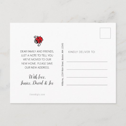 ヒマワリフローラとテントウムシ移動 案内ポストカード (裏面)