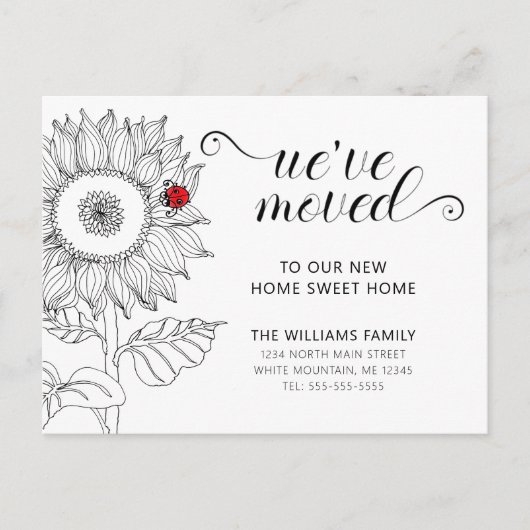 ヒマワリフローラとテントウムシ移動 案内ポストカード (正面)