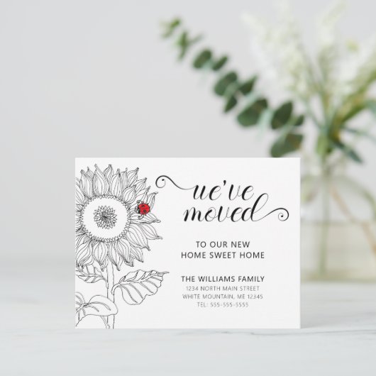 ヒマワリフローラとテントウムシ移動 案内ポストカード (スタンド正面)