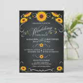 ヒマワリフローラはっきりしたヴィンテージ結婚ズ 招待状 (スタンド正面)