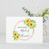 ヒマワリフローライエローはメイド・オブ・オーナー（花嫁付き添い人） 招待状 (スタンド正面)