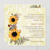 ヒマワリフローライ素朴ロ結婚ーズ 招待状 (正面/裏面)