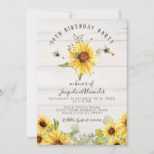 ヒマワリフローラウッ素朴ドバースデーパーティー 招待状 (正面)