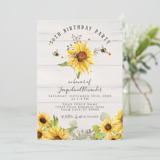 ヒマワリフローラウッ素朴ドバースデーパーティー 招待状 (スタンド正面)