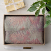 ヒマワリフローラティール（緑がかった色）コーラルピンクのテクスチャーグランジ 薄葉紙 (ギフト)