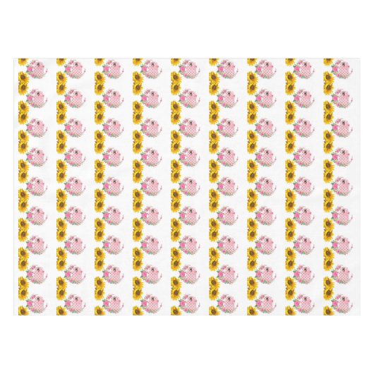 ヒマワリフローラピンクエレファントテーブルクロス テーブルクロス (正面(横))