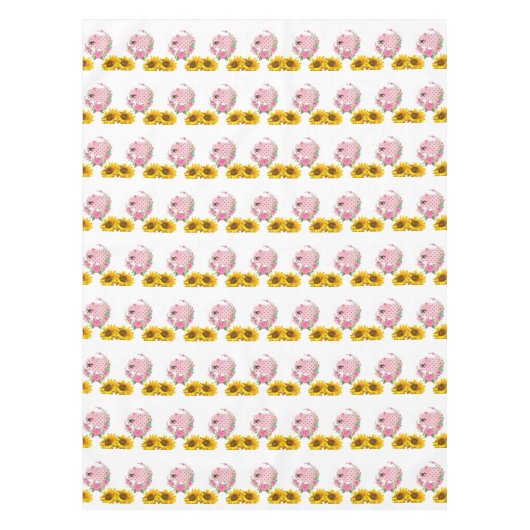 ヒマワリフローラピンクエレファントテーブルクロス テーブルクロス (正面)