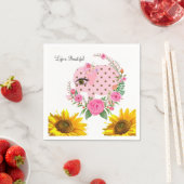 ヒマワリフローラピンクゾウ紙ナプキンス スタンダードカクテルナプキン (インサイチュ)