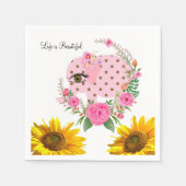 ヒマワリフローラピンクゾウ紙ナプキンス スタンダードカクテルナプキン (正面)