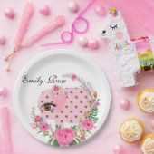 ヒマワリフローラピンクゾウ紙プレート ペーパープレート (パーティー)