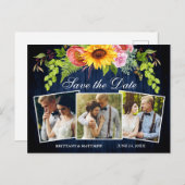 ヒマワリフローラブルーウッド3写真保存日 ポストカード (正面/裏面)