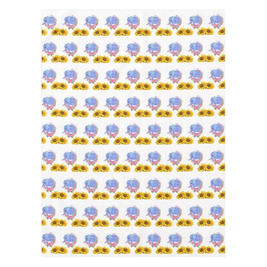 ヒマワリフローラブルーエレファントテーブルクロス テーブルクロス (正面)