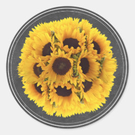 ヒマワリフローラブーケチャック素朴ボ結婚ード ラウンドシール