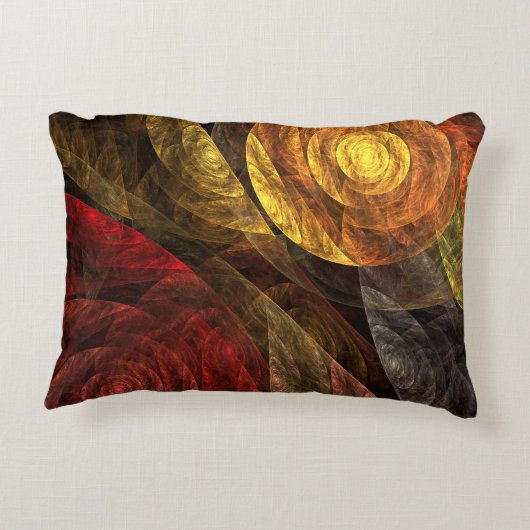 ヒマワリフローラモダン抽象芸術アートパターン アクセントクッション (裏面)