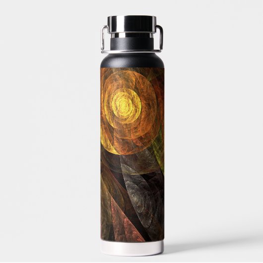 ヒマワリフローラモダン抽象芸術アートパターン ウォーターボトル (背面)