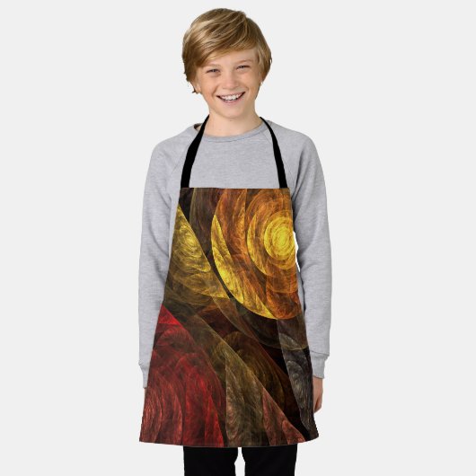 ヒマワリフローラモダン抽象芸術アートパターン エプロン (着用した状態)