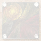 ヒマワリフローラモダン抽象芸術アートパターン ガラスコースター (裏面)