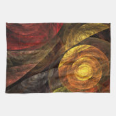 ヒマワリフローラモダン抽象芸術アートパターン キッチンタオル (横)